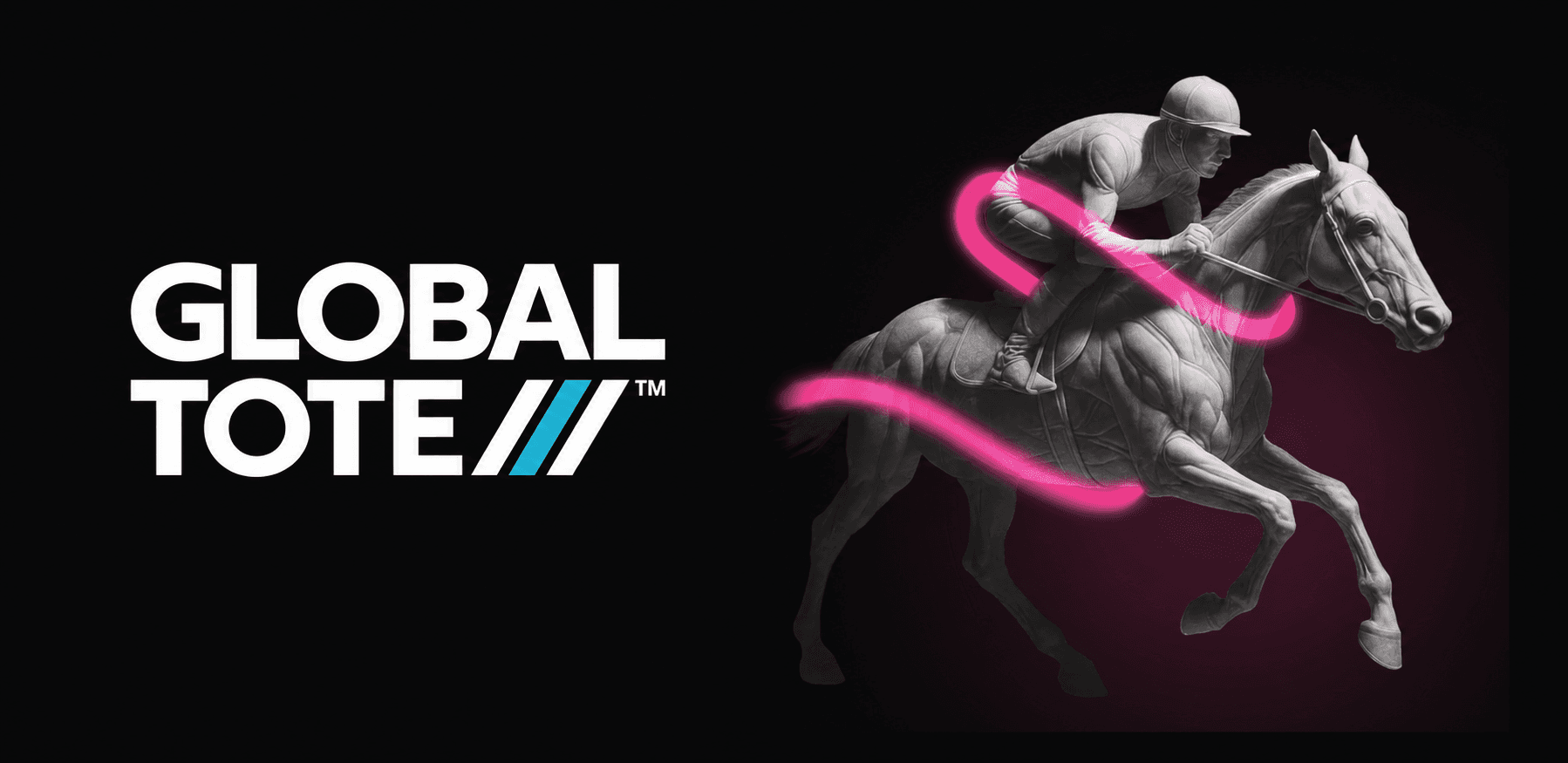 Global Tote logo alongside a racing horse with pink light trails